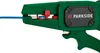 A close-up shot of a green wire stripper tool with a blue wire inserted. Produktbild-Vorschau