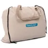 A beige drawstring bag with handles and a blue logo that says "TRAVELNET". Produktbild-Vorschau