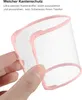 A hand is holding a clear phone case with a pink border, showing its flexibility. Produktbild-Vorschau