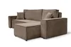 A brown corduroy sectional sofa with an ottoman is shown against a white background. Produktbild-Vorschau