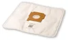 A white vacuum cleaner bag with a brown cardboard insert for attachment. Produktbild-Vorschau
