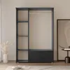 Kleiderschrank LUNA 125 cm Anthrazit 3-türig mit Spiegel Produktbild-Vorschau 4
