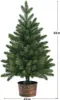 A small artificial Christmas tree in a decorative pot, with size indicators. Náhľad obrázku produktu