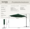 Product information and dimensions for a garden umbrella. Náhled obrázku produktu