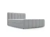 A light gray upholstered boxspring bed with a mattress and topper, shown from a side angle against a white background. Produktbild-Vorschau