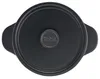 A top-down view of a black cast iron pot with a lid. Náhled obrázku produktu