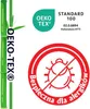 A marketing image with certifications and symbols related to textile safety and allergen-free properties. Podgląd zdjęcia produktu