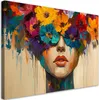 Quadro su tela Astratto Donna con fiori sulla testa 120x80 Anteprima dell’immagine prodotto 1
