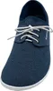 A close-up, front-facing view of a blue shoe with white laces. Produktbild-Vorschau