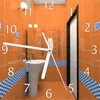 Wallario Design Wanduhr Modernes Badezimmer in orange mit Produktbild-Vorschau 1