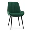 A single green velvet dining chair with black legs, shown from a front-diagonal angle. Náhled obrázku produktu