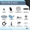 A collage of accessories for a hot tub, with text labels in German. Produktbild-Vorschau