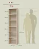 A diagram showing the dimensions of a bookshelf with silhouettes of two people for scale. Produktbild-Vorschau