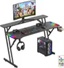 gaming schreibtisch 160 x 60 cm Computertisch mit LED mit Produktbild-Vorschau 1