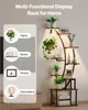 A multi-functional display rack for home, showcasing its use for plants, books, photos, and decorations, with integrated growth lights. Produktbild-Vorschau