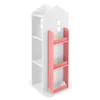 A white and pink rotating bookshelf designed for children, shaped like a house. Podgląd zdjęcia produktu