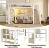 A loft bed with a sofa and stairs underneath, shown in a room setting and with close-up details. Náhled obrázku produktu