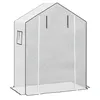 A white greenhouse tent with a transparent cover, shown from the front. Voir les images du produit