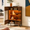 Glasvitrine 80x40x115cm Nussbaum-Optik mit warmer Produktbild-Vorschau 2