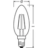 A technical drawing of a light bulb with dimensions indicated. Náhled obrázku produktu