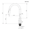 A technical drawing of a kitchen faucet with dimensions indicated. Anteprima dell’immagine prodotto