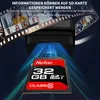 A close-up of an SD card with a device and film strip in the background, illustrating data storage. Produktbild-Vorschau
