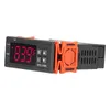 A digital temperature controller with a red LED display and orange mounting clips. Produktbild-Vorschau