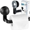 A black toilet paper holder with a roll of toilet paper and its packaging. Produktbild-Vorschau