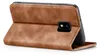 A brown flip case for a smartphone, shown from the side with the flap open. Produktbild-Vorschau