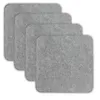 Four gray square felt coasters are stacked on a white background. Produktbild-Vorschau