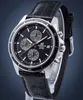 A close-up studio shot of a black Casio Edifice chronograph watch with a black leather strap. Produktbild-Vorschau