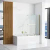 A modern bathroom with a white bathtub and a gold shower screen. Produktbild-Vorschau