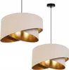 Two pendant lamps with cream-colored shades and gold interiors are shown against a white background. Produktbild-Vorschau