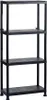 A black four-tier plastic shelving unit against a white background. Náhled obrázku produktu