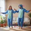 Pyjama Onesie Kigurumi Kostüm für Erwachsene Blau Stitch M: Produktbild-Vorschau 6