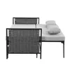 A gray outdoor sofa/daybed with light gray cushions and pillows, shown from the side against a white background. Podgląd zdjęcia produktu