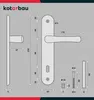 Technical drawing with dimensions of a door handle set. Náhled obrázku produktu
