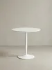 Seitenansicht des 74 cm hohen Esszimmertisches, die seine schlanken Proportionen und das minimalistische Design von der runden Tischplatte bis zum Fuß darstellt._#sku_SAFWL6.504# Produktbild-Vorschau