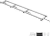 A long, silver metal frame structure, likely a guide system for a portable sawmill, is shown against a white background. Below the frame are some tools and gloves. Produktbild-Vorschau