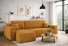 A modern living room with a mustard yellow sectional sofa. Produktbild-Vorschau