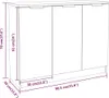 A line drawing of a white sideboard with dimensions indicated by text and lines. Náhľad obrázku produktu