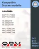 A list of compatible printer models for a BROTHER printer, with a logo and some product codes at the bottom right. Produktbild-Vorschau