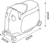 A line drawing of a panda-shaped suitcase with dimensions indicated. Produktbild-Vorschau