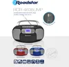 A collage of a portable stereo system and its features. Voir les images du produit