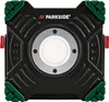 A square-shaped black work light with green accents and a silver ring around the light. Produktbild-Vorschau