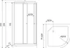 Technical drawing with dimensions of a shower cabin. Podgląd zdjęcia produktu