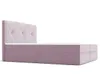 A pink upholstered box spring bed with a tufted headboard and storage drawers, shown against a white background. Produktbild-Vorschau
