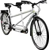 A white tandem bicycle is shown against a white background. Produktbild-Vorschau
