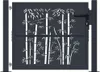 A dark gray metal garden gate with a white bamboo design cut out of it, shown in front of a light gray background. Produktbild-Vorschau