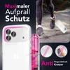A person is running, and a phone case is shown with features highlighted. Produktbild-Vorschau